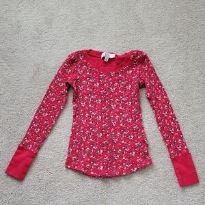 Levi's Girls' Red Floral Ribbed Long Sleeve Tee